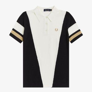Fred Perry Panelled Knitted Shirt Polo Size 8 Women